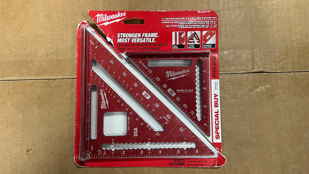 Milwaukee 7” rafter square and 4 1/2” aluminum trim square set ￼