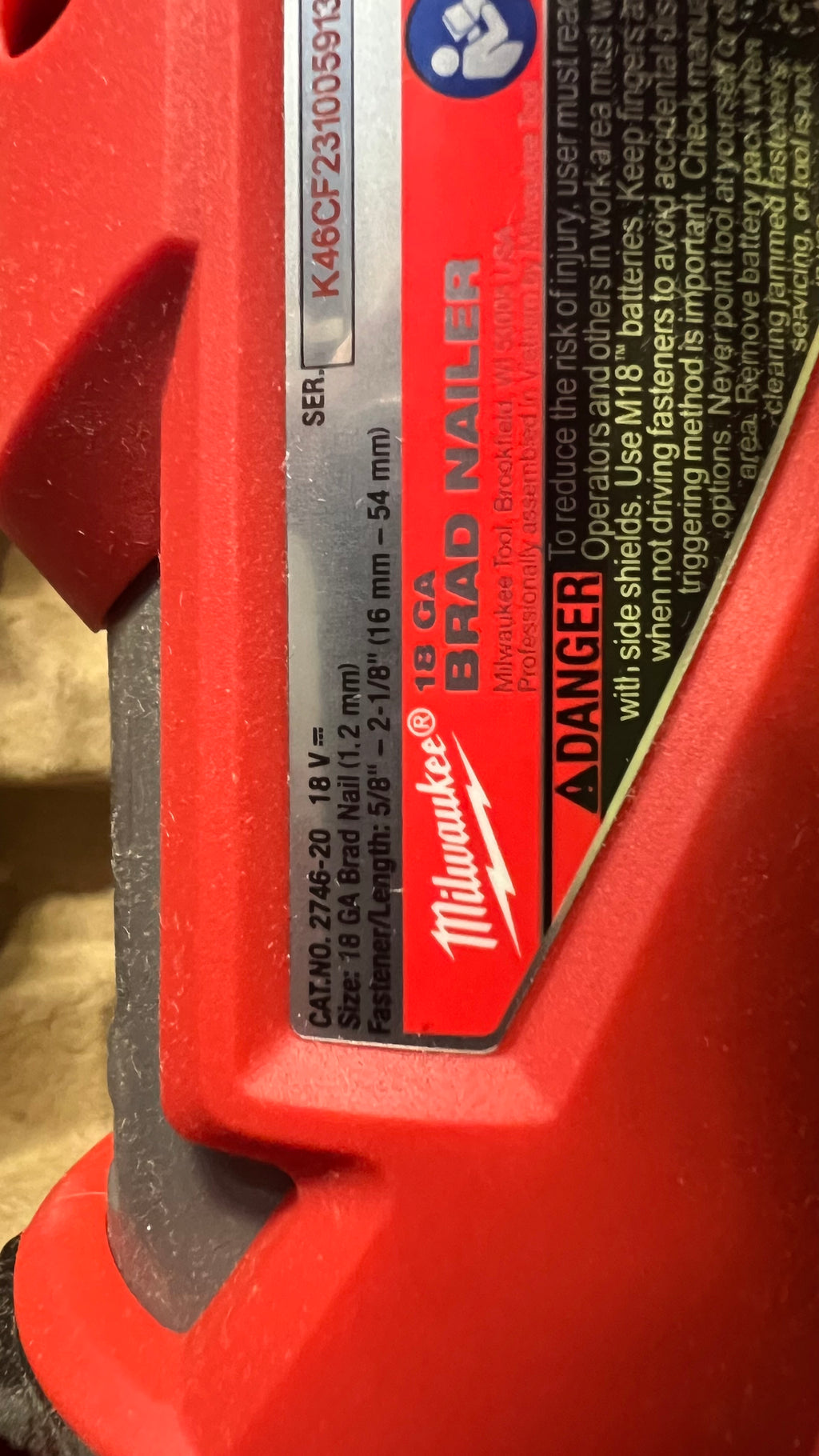 Milwaukee M18 Fuel 2746-20 18ga Brad Nailer