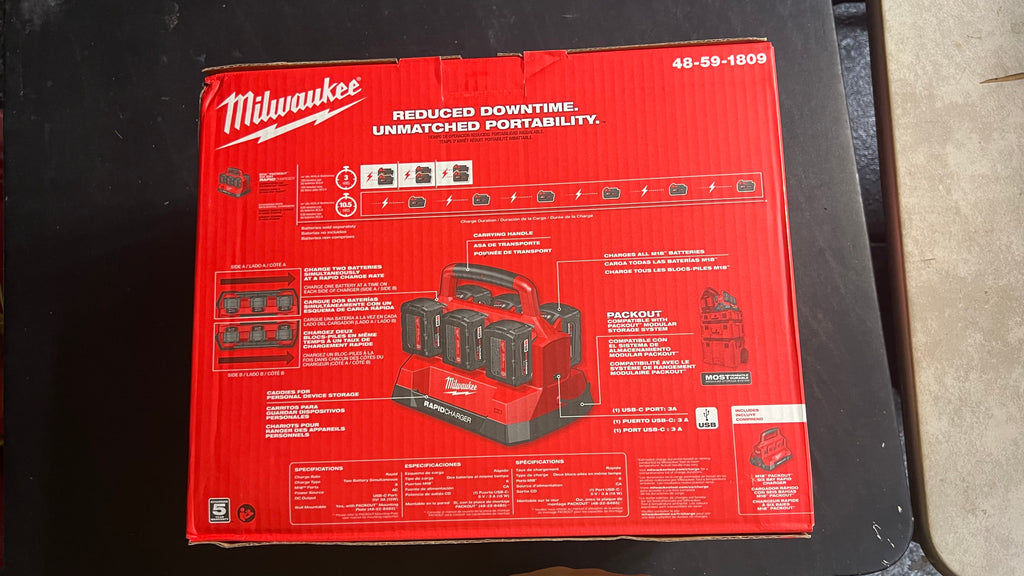 Milwaukee M18 packout 6 bay rapid charger