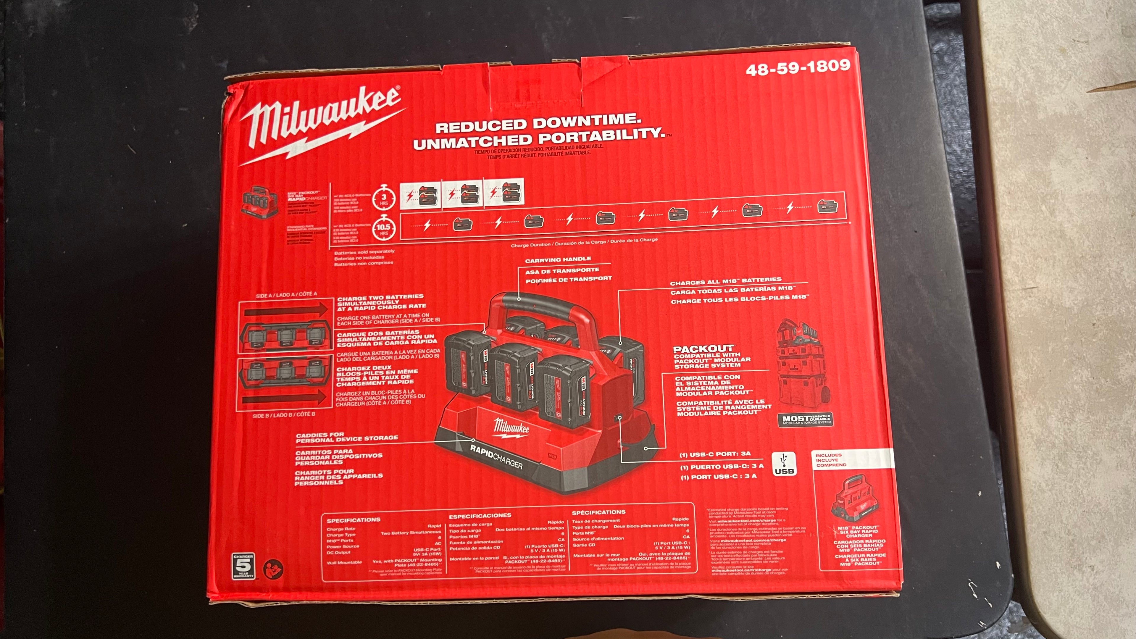 Milwaukee M18 packout 6 bay rapid charger