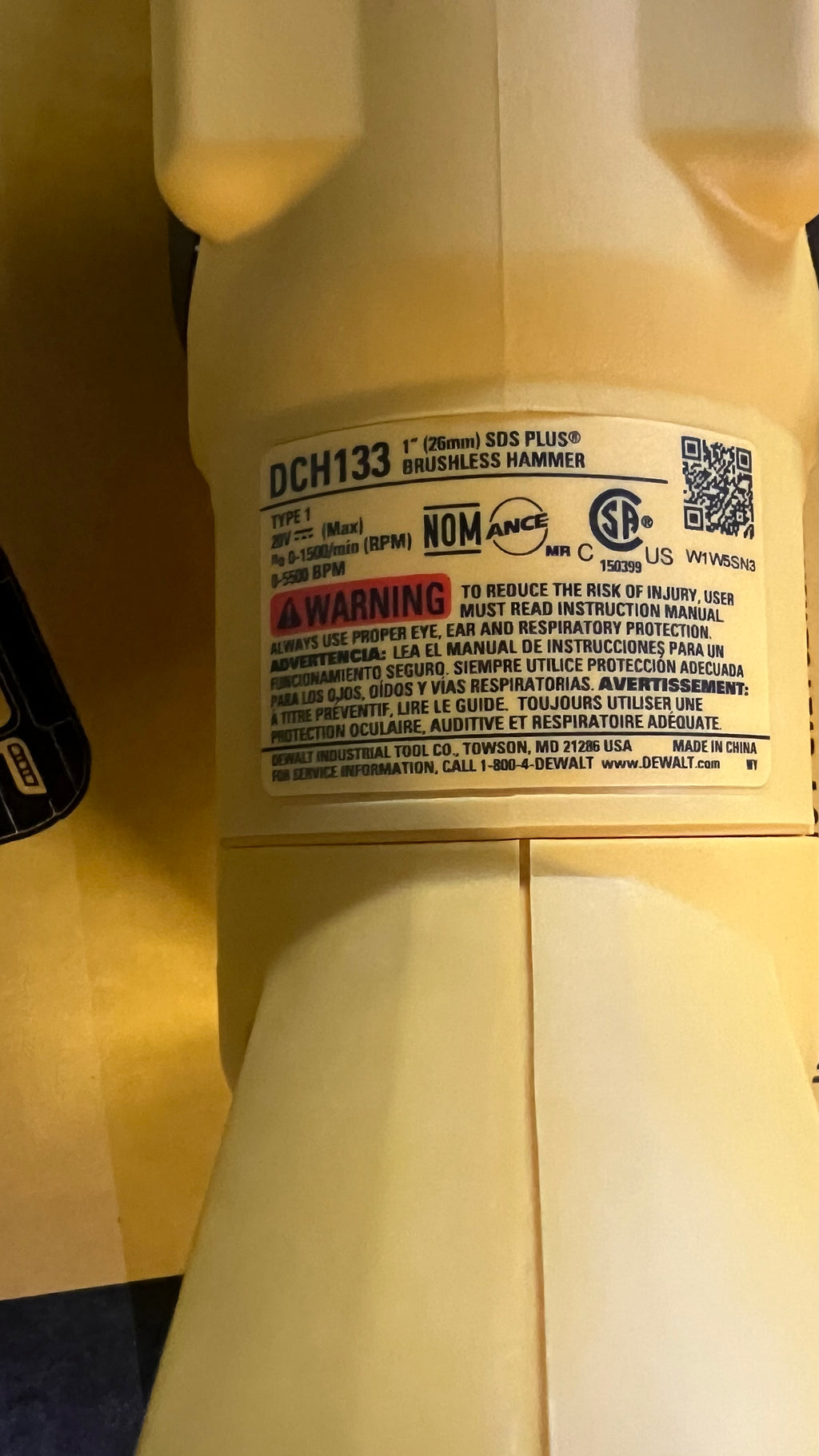 Dewalt DCH133B SDS 1” rotary hammer