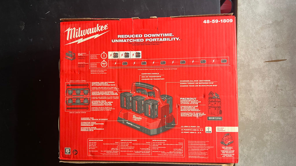 Milwaukee M18 packout 6 bay rapid charger