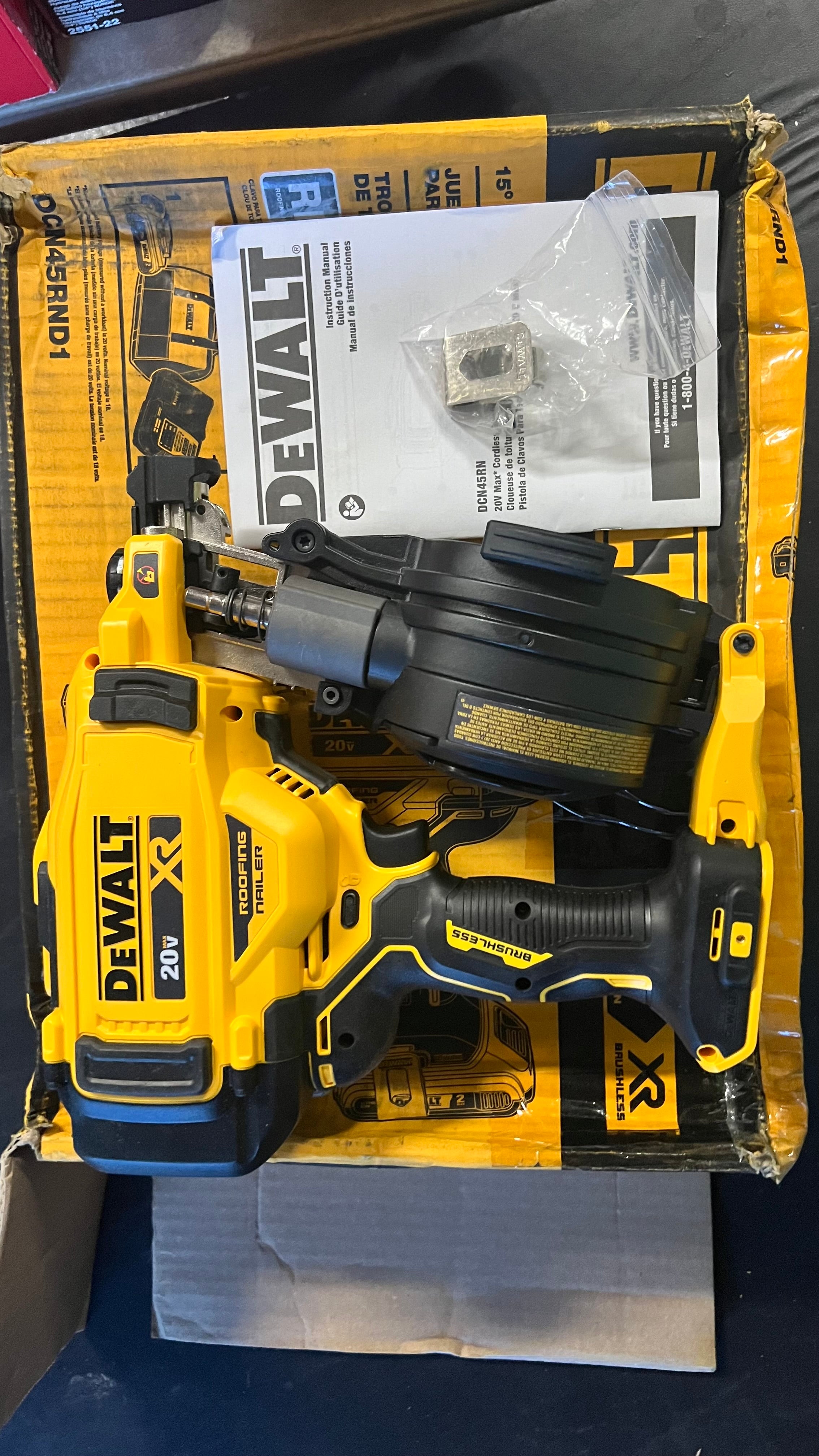 Dewalt 20V Max XR DCN45RNB 15 Degree Coil Roofing Nailer Brushless