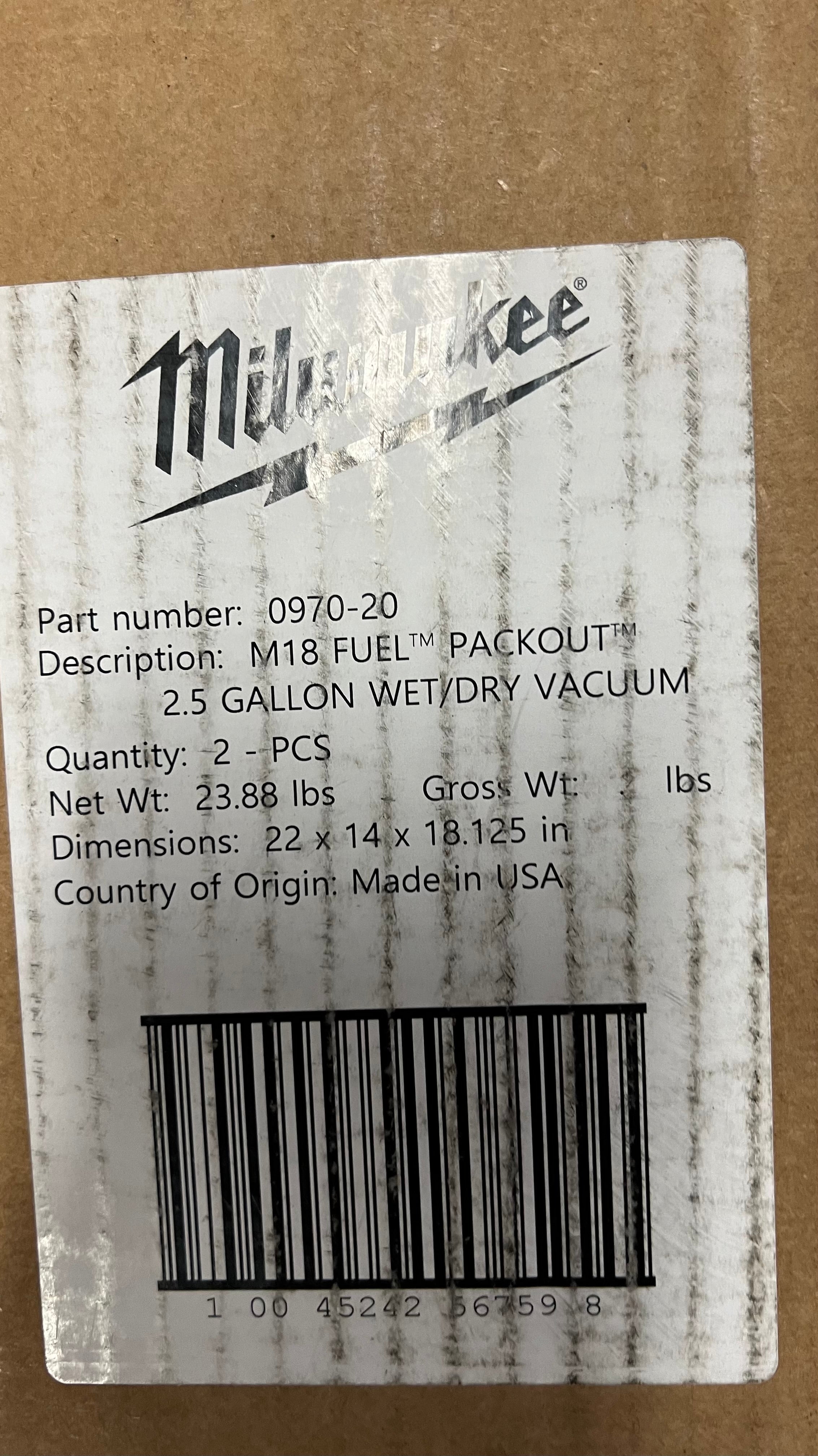 Milwaukee M18 packout wet/dry vac