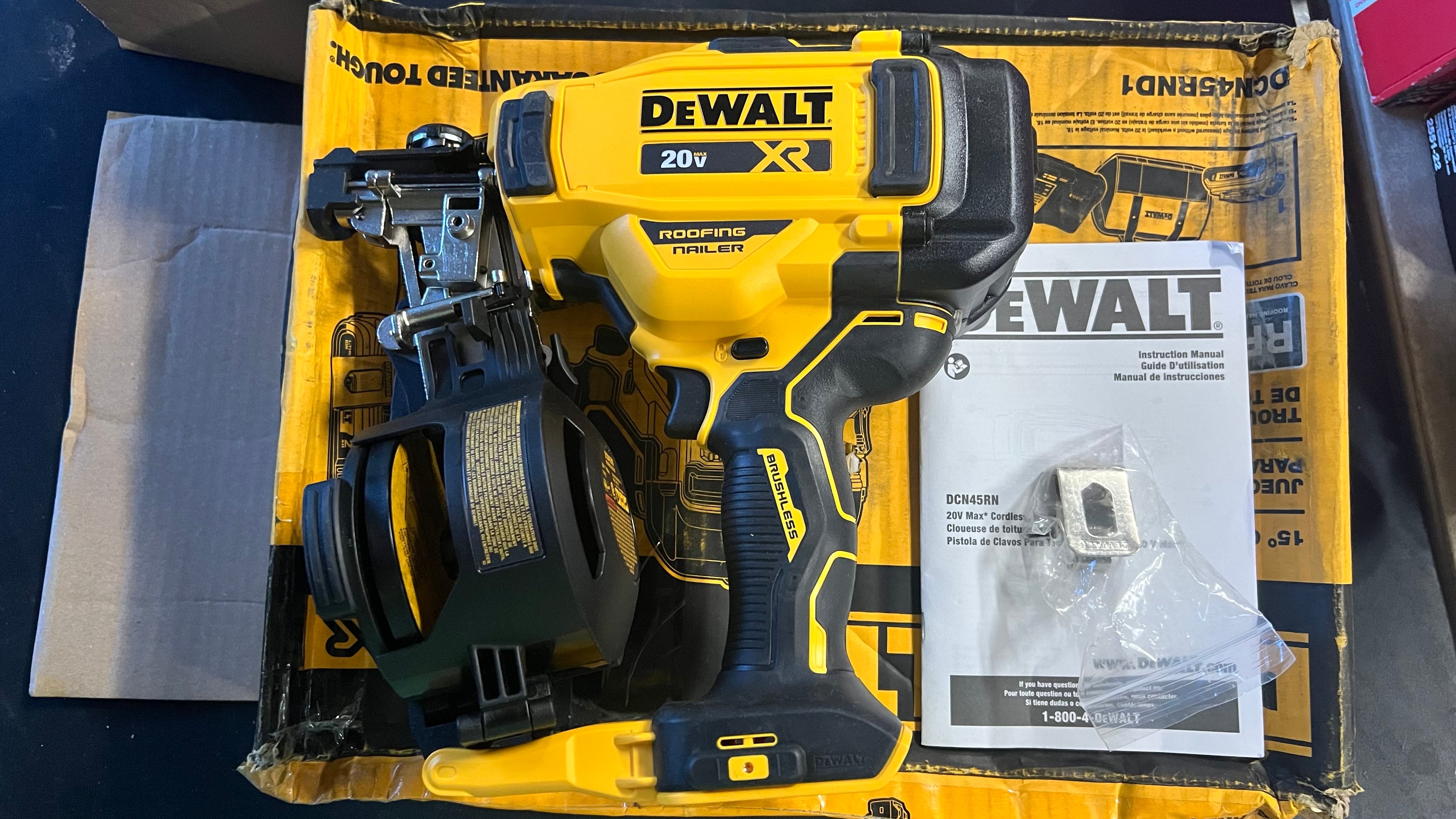 Dewalt 20V Max XR DCN45RNB 15 Degree Coil Roofing Nailer Brushless