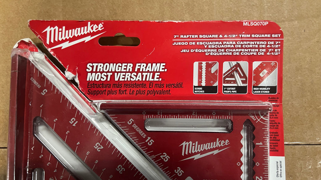 Milwaukee 7” rafter square and 4 1/2” aluminum trim square set ￼