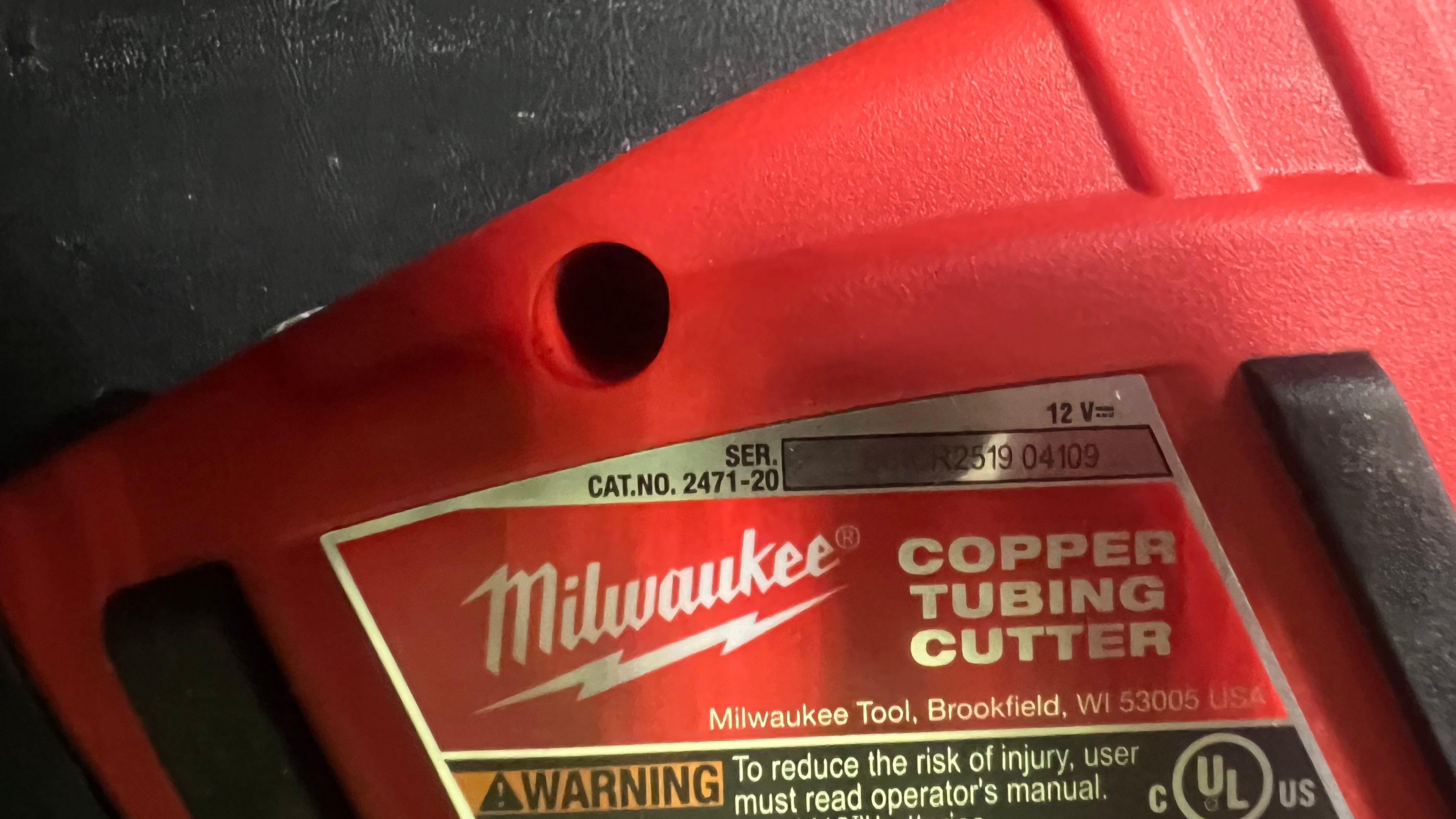 Milwaukee M12 copper tubing cutter