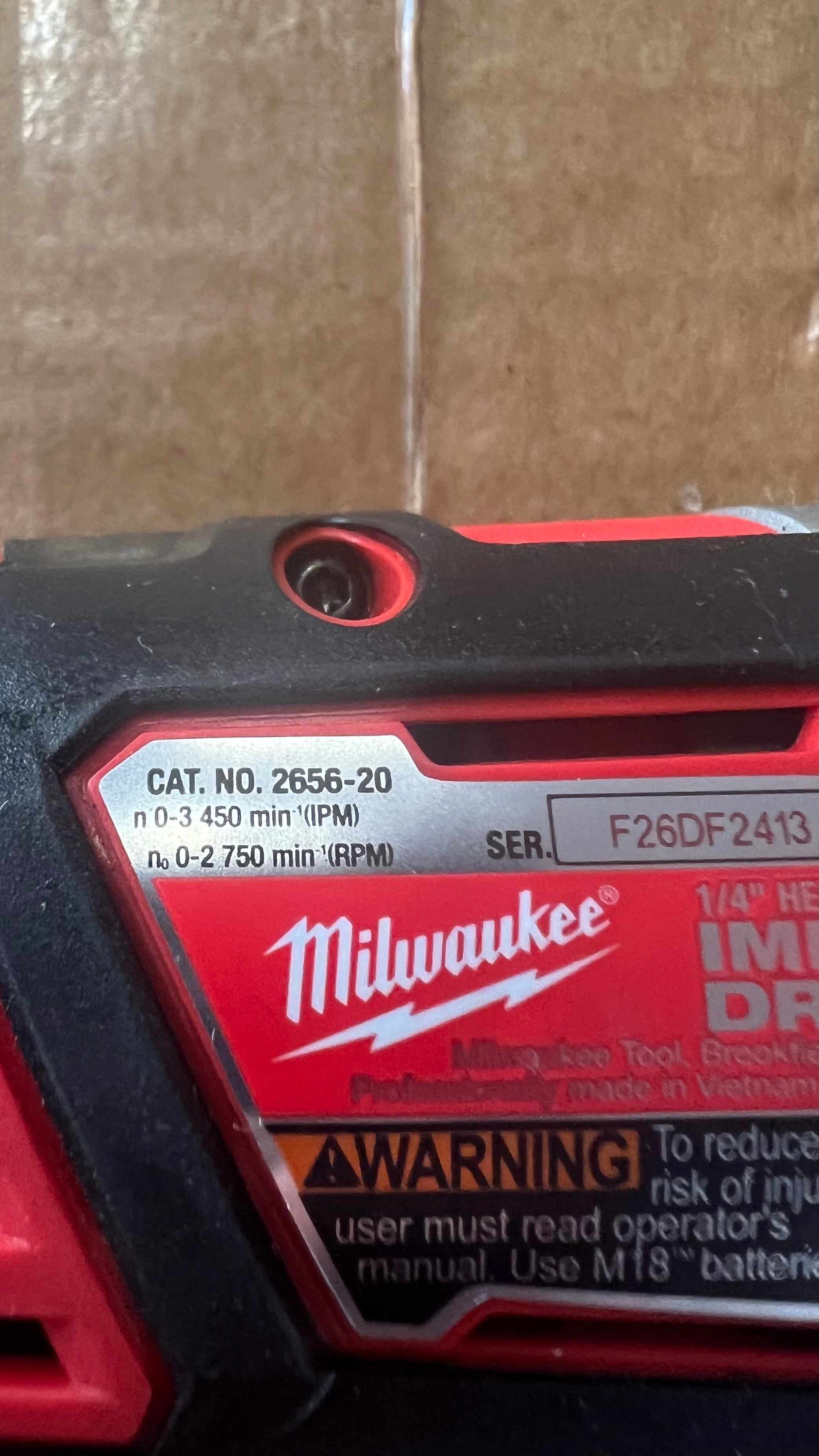 Milwaukee M18 1/4” hex impact driver