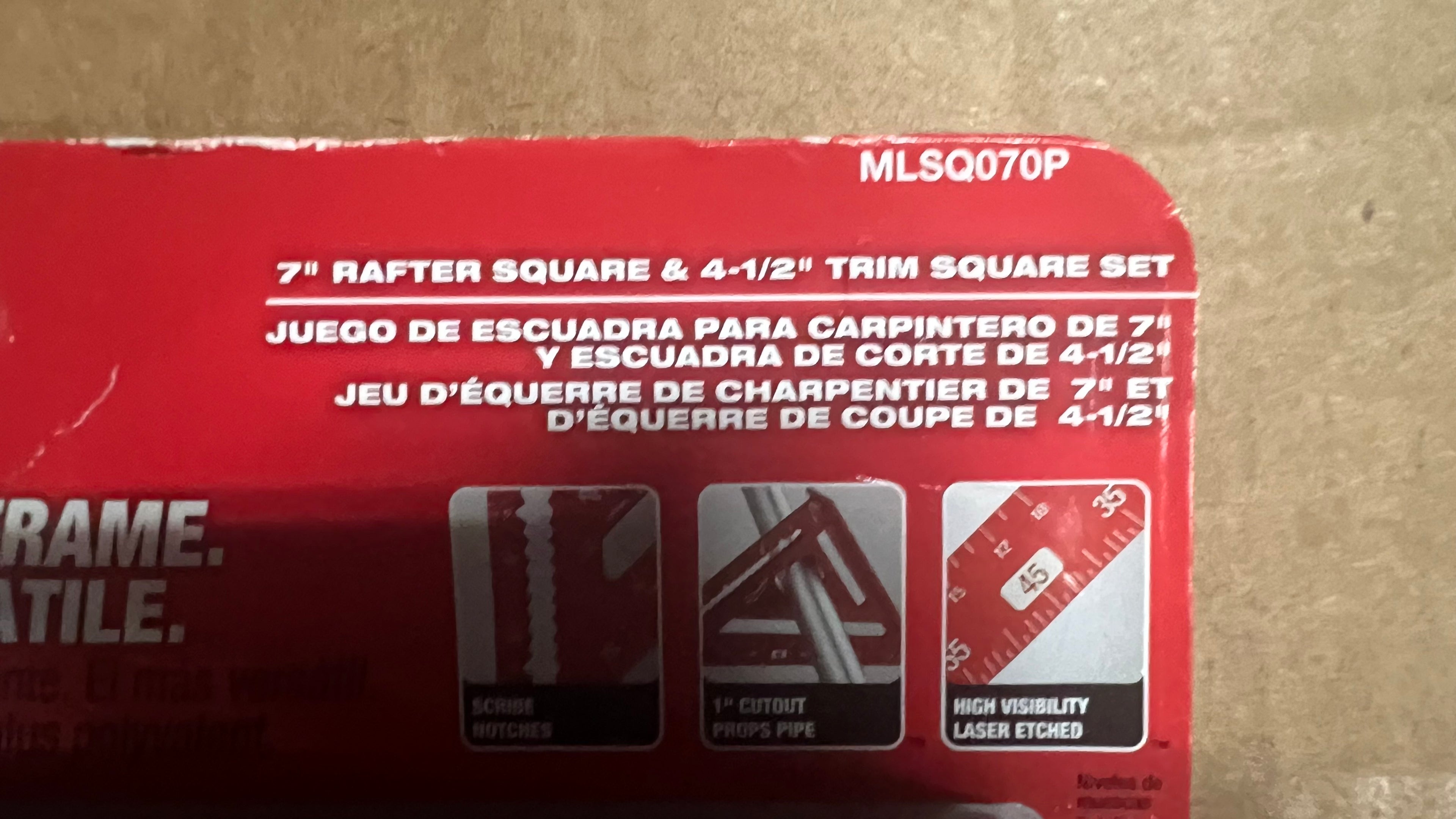 Milwaukee 7” rafter square and 4 1/2” aluminum trim square set ￼