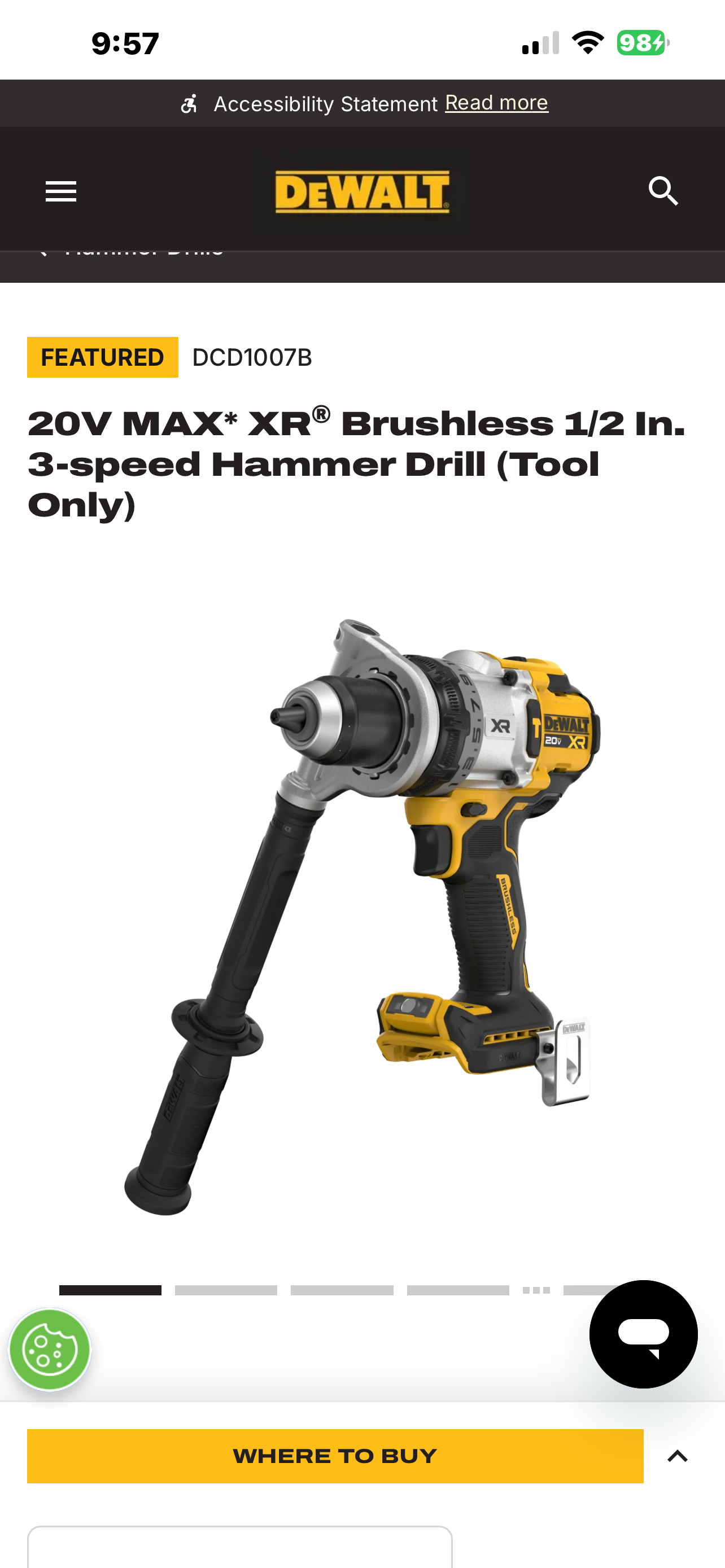 Dewalt DCD1007b hammer drill
